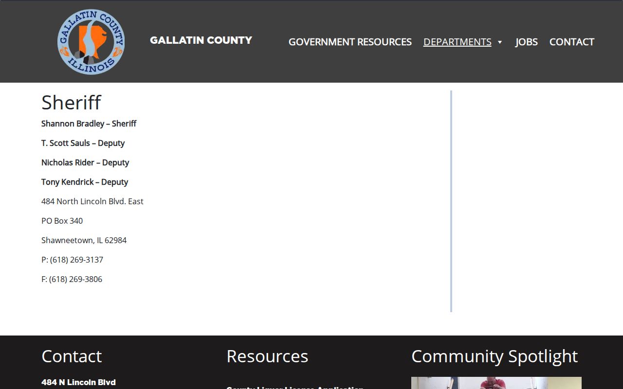 Gallatin County Sheriff arrest records contact page